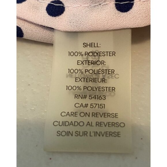 Karl Lagerfeld Paris Sleeveless Pink Navy Polka Blouse Pearl Buttons Large - Picture 6 of 10